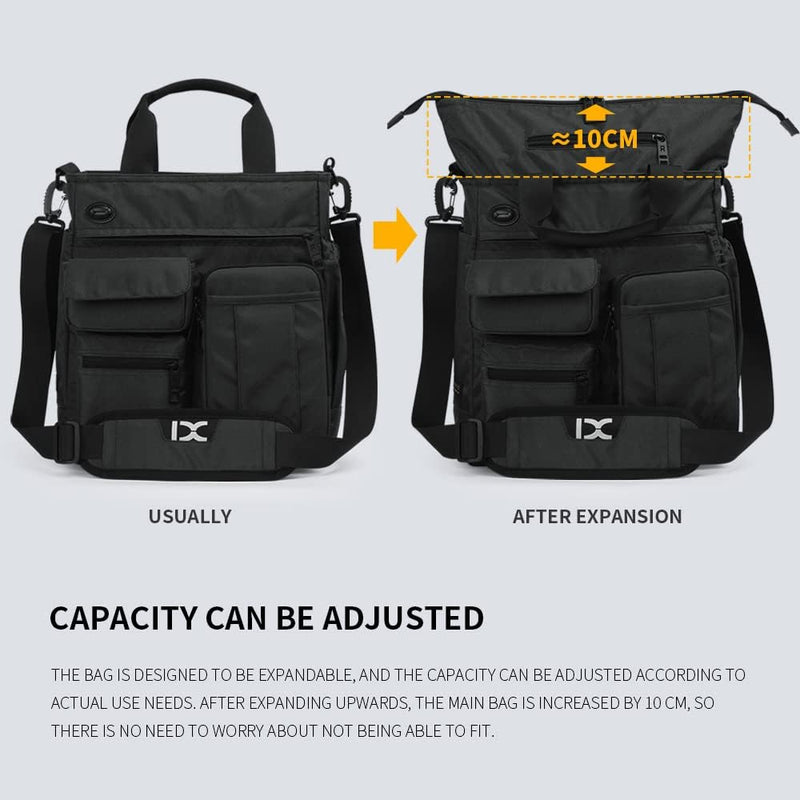 Mens Messenger Bag Laptop Shoulder Bag Computer Work Office Bag Waterproof Briefcases for Travel Work - Black