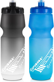 Bike Water Bottles 24oz Bicycle Mtb Road Mountain Bottle Squeeze 750ml Bpa Free for Cycling Sport 2 Pack - Black/White+Blue/Green