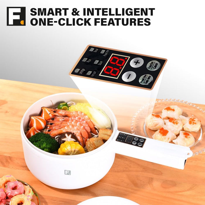 2L Hot Pot Electric Cooker Multi Cooker, Rice Cooker Small, Steamer Cooker, Electric Skillet, Frying Pan Electric Hot Pot, Portable Nonstick Pan (Black Liner + Steamer)