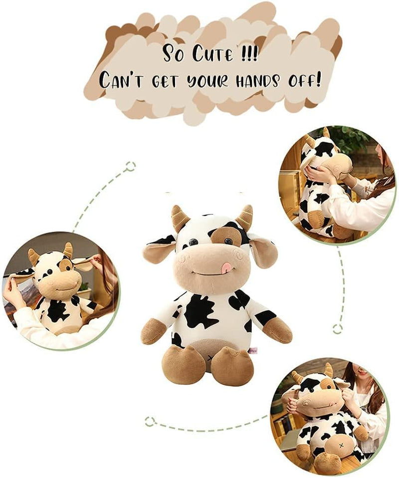 COOLBABY cow plush toy,16 inch stuffed animal throw plushie pillow doll,soft fluffy friend hugging cushion-present for every age and occasion