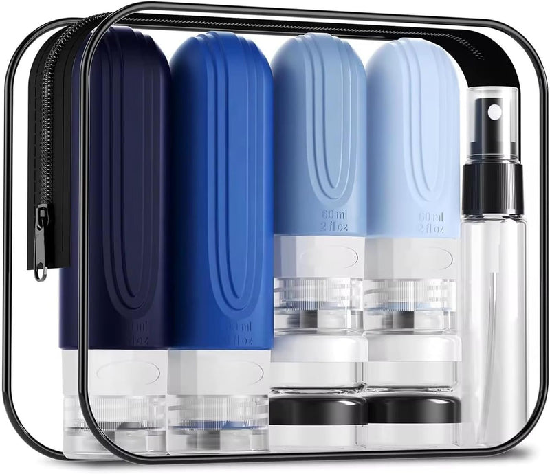 Nuviano 16-pack Travel Bottles for Toiletries, TSA Approved Silicone Travel Containers jar for Toiletries, Leak Proof Refillable Liquids Shampoo & Conditioner, Travel Essentials toiletry Bottles