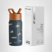 Kids Summit Water Bottle with Straw Lid 18oz Stainless Steel Cup Insulated Tumbler for Toddlers, School Confetti - 414 ml Wheels Up