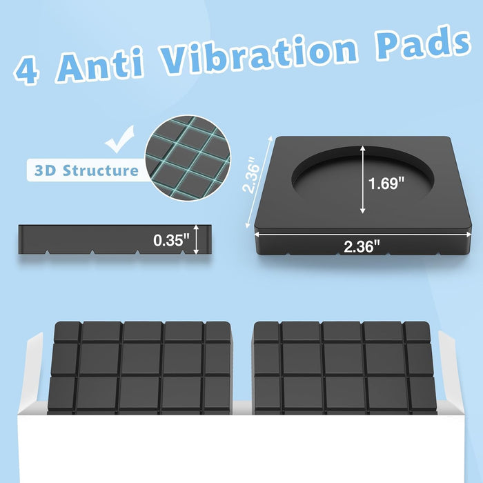 4 PCS Washing Machine Feet Pads, Anti Vibration Pads, Washing Machine Stand Rubber Material Shockproof No Water Accumulation for Washer Dryer Shock and Cancellation