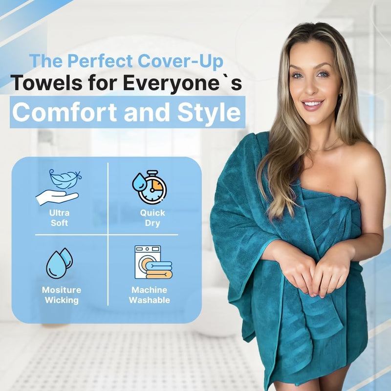 Infinitee Xclusives Premium Cotton Bath Towels Set of 2 (70 x 140 cm) Soft, Highly Absorbent, Quick Dry Towels - Perfect Towels for Bathroom, Gym, Spa & Hotel (Brilliant White)