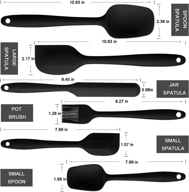 SKY-TOUCH Silicone Spatula Set - 6 Piece Non-Stick Rubber Spatula Set, Heat-Resistant Spatula Kitchen Utensils Set for Cooking, Baking and Mixing - ‎28 x 10 x 0.1 cm