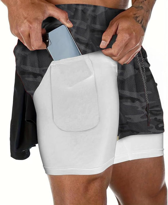 VITION Gym Shorts for Men, Men's Activewear Running Shorts,Drawstring Gym Shorts Men, 2 Layer Loose Athletic Shorts with 4 Pockets