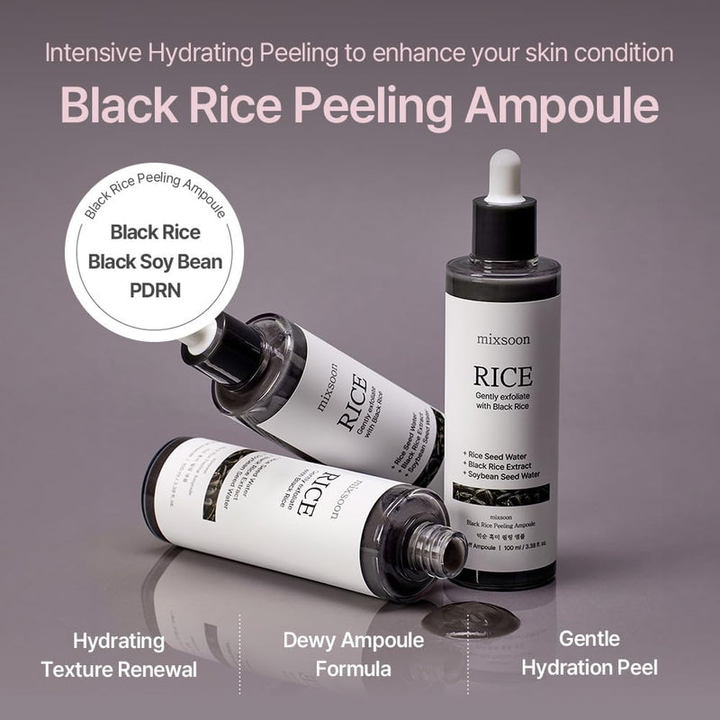 Black Rice Exfoliating Ampoule, Gentle Exfoliating & Intensive Moisture, Black Rice & PDRN Complex, Soy Extract, Smooth and Smooth Skin, Korean Skincare, 100 ml