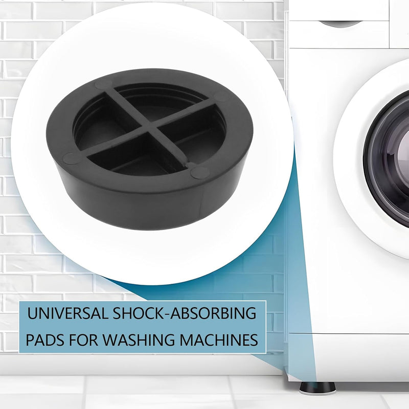 VGOL 8pcs Washing Machine Rubber Feet Pads Anti-Vibration 20mm Risers for Heat Pump Dryer Vented Black