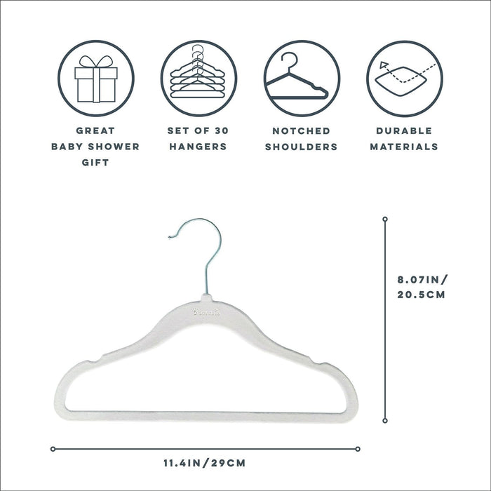 3 Sprouts Baby Hangers, Non-Slip Velvet Hangers, Kids Hangers - Pack of 15 - Pink