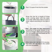 TERRIFI Microwave Rice Cooker, Microwave Rice and Pasta Cooker with Rice Spoon Easy Cooking or Reheating Set, Green