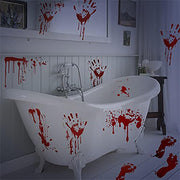 Halloween Bloody Handprint Footprint Stickers Decorations, 8 Sheets/64 Pcs Halloween Wall Window Floor Clings Decals, Scary Stickers For Haunted House Party