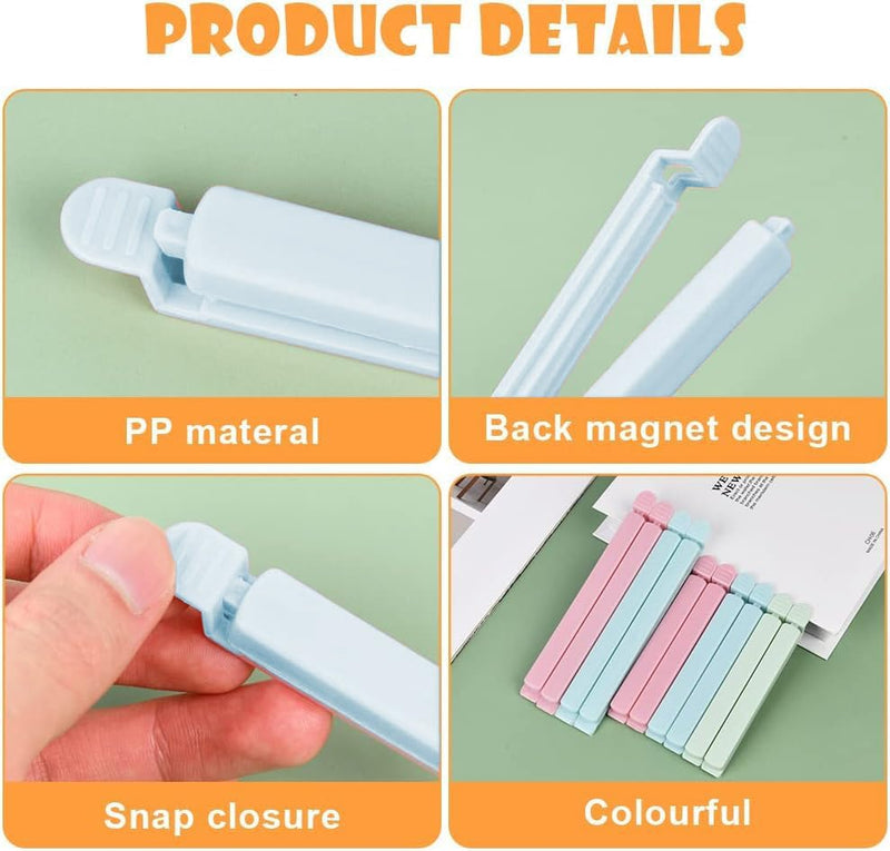 10 Pieces Food Sealing Clips, Clip Closure Bag, Bag Clips for Food Storage, Plastic Food Tongs, Reusable Kitchen Clip in 2 Sizes (Blue)