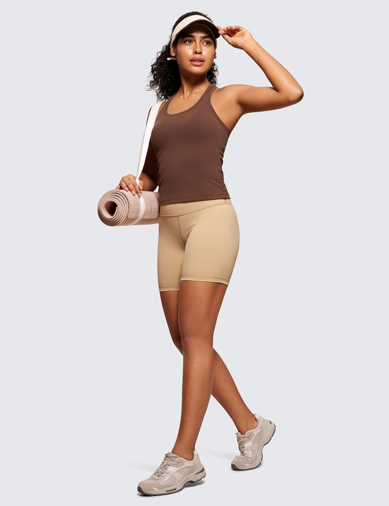 CRZ YOGA Butterluxe Workout Tank Tops for Women Built in Shelf Bras Padded - Racerback Athletic Spandex Yoga Camisole
