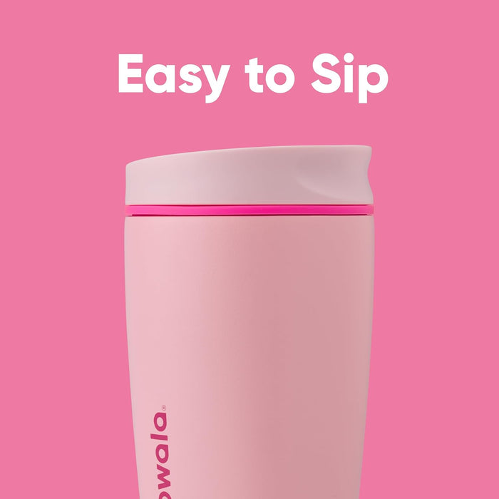 Owala SmoothSip Slider Insulated Stainless Steel Coffee Tumbler, Reusable Iced Coffee Cup, Hot Coffee Travel Mug, BPA Free 20 oz, Tan/White (Vanilla Bean)