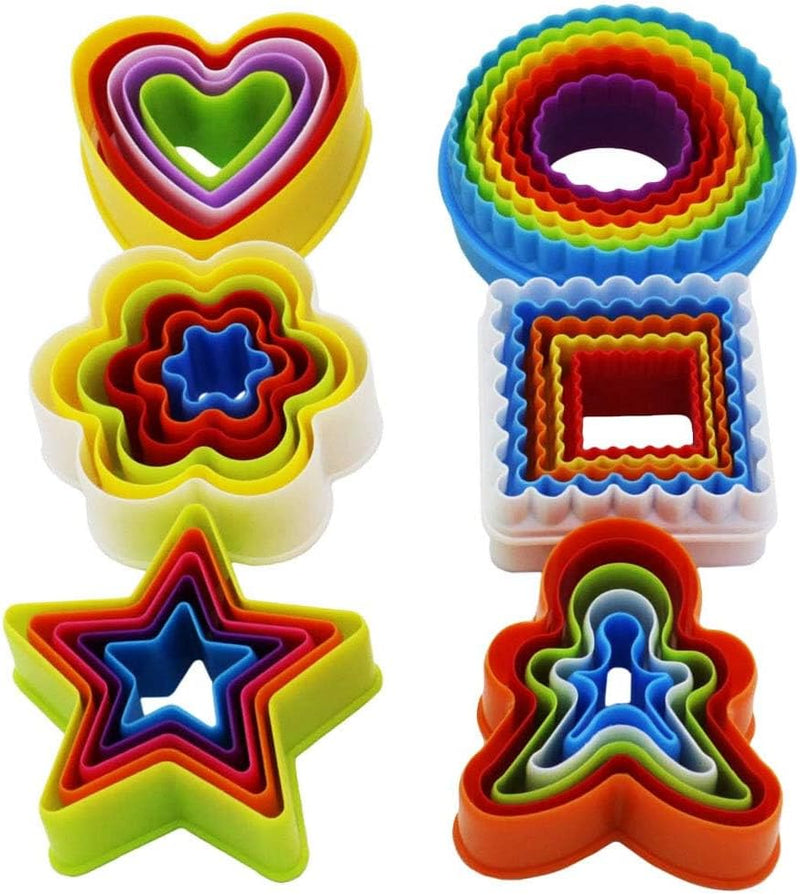 Cookie Cutter Shapes Set, 32Pcs 6 Shapes Biscuit Cutters Shapes, Cake Vegetable Fondant Fruit Cutters Shapes Set for Kids Adults (Random Color)