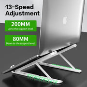 2-in-1 ABS Laptop Stand for Desk and Phone Holder, Adjustable Foldable Laptop Riser Portable Ergonomic Notebook Stand for Laptops/iPad (11-17")