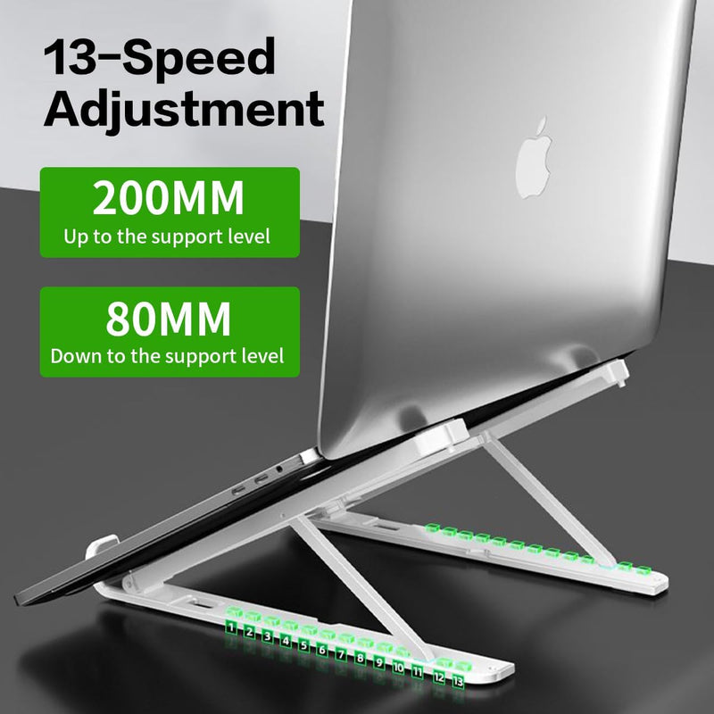 2-in-1 ABS Laptop Stand for Desk and Phone Holder, Adjustable Foldable Laptop Riser Portable Ergonomic Notebook Stand for Laptops/iPad (11-17")
