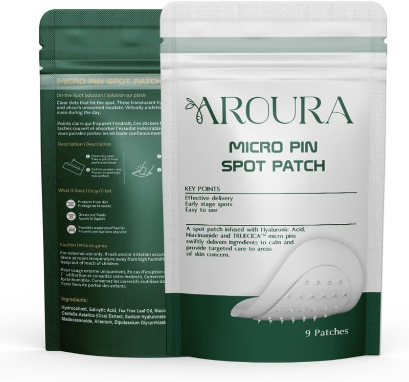 Aroura Premium | Deep Blemish Microdart Patches | Target Early-Stage & Deep Pimples | Infused with Salicylic Acid, Tea Tree Oil, Niacinamide, Cica & Hyaluronic Acid | 9 Precision acne Patches