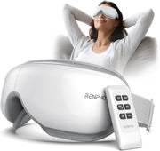 Eye Massager with Remote, Heat, Compression, Birthday Gifts for Women Men Her Him, Eyeris 1 Sleep Mask FSA HSA, Headache Massager Scalp for Strain Relief, Migraine Relief, Reduce Stye Eye - A-white One Size