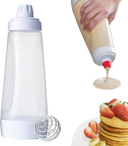 Pancake Batter Dispenser - Kitchen Tool for Cupcakes, Crepes, Waffles & Cookies - Liquid Batter Mix Dispensing Bottle with Measurement Marks, Easy Squeeze