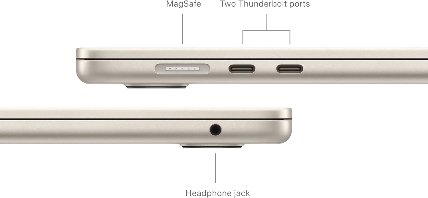 Apple 2024 MacBook Air (15-inch, Apple M3 chip with 8â€‘core CPU and 10â€‘core GPU, 16GB Unified Memory, 512GB) - Midnight