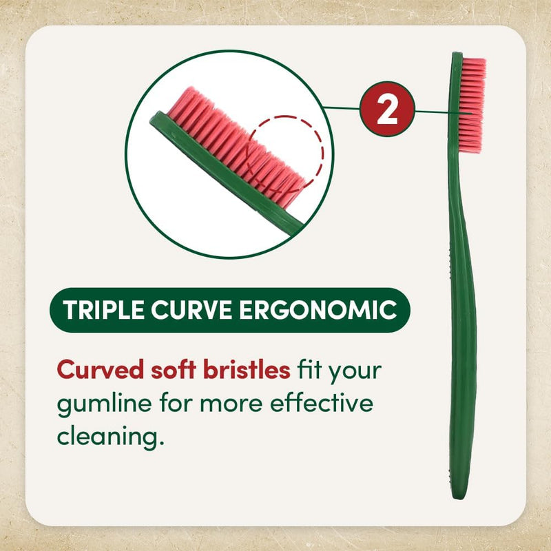 Euthymol Classic Toothbrush, Large - (4 Pack) Full Head, Soft Bristle Triple Curve Manual Toothbrush for Maximum, Efficient Cleaning and Sensitive Gums and Teeth
