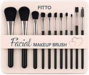 FITTO 12 Pcs Makeup Brushes Set - Naked 3 Professional Makeup Brush Kit with Soft Bristles for Face & Eye Makeup, Includes Foundation, Blush, Eyeliner, Eyeshadow Brushes & Storage Case