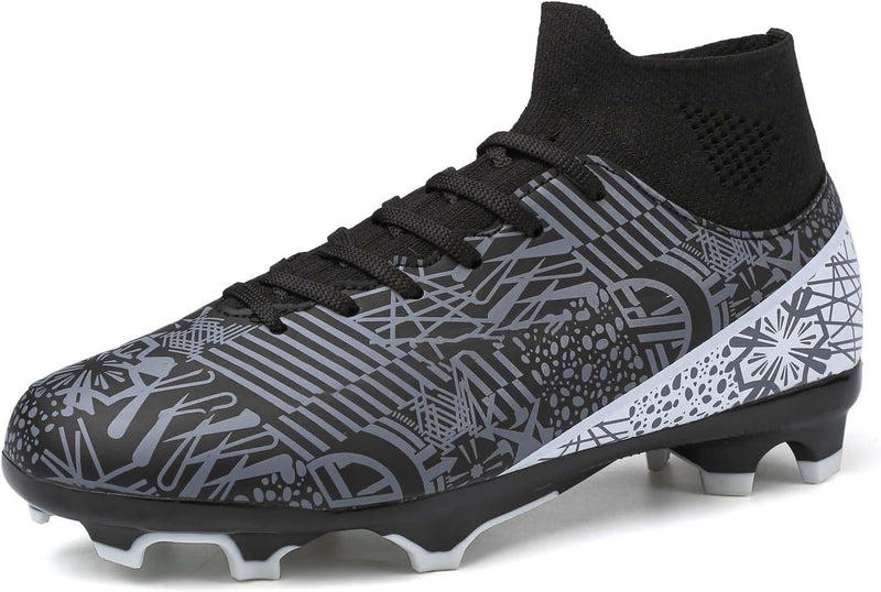 Kids Soccer Cleats Boys Girls Football Cleats Turf Soccer Shoes AG/FG - Blackag