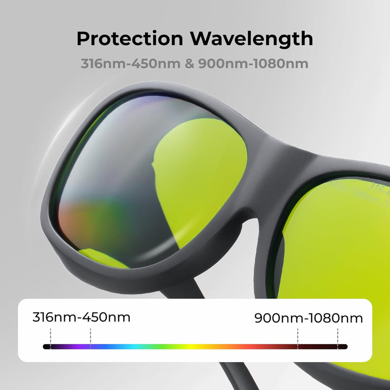 xTool Laser Safety Glasses, Compatible with 316nm-450nm & 900nm-1080nm Laser, Including xTool F Series, F1 Ultra, F2 Ultra, F2 Ultra UV, S1, M1 Ultra, M1, D1 Pro, 50g Lightweight Design