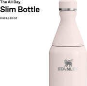 The All Day Slim Sports Water Bottle 0.6L - Cold For 6 Hours - Iced For 11 Hours - BPA-Free Recycled Stainless Steel - Leakproof - Dishwasher Safe - Rose Quartz - Rose Quartz