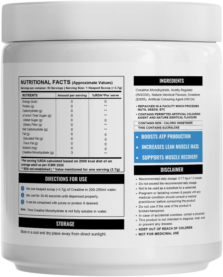 Wellcore - Pure Micronised Creatine Monohydrate Powder(307 G,83 Servings)Fruit FusionRapid AbsorptionEnhanced Muscle Strength & PowerFast RecoveryIncreased Muscle Mass