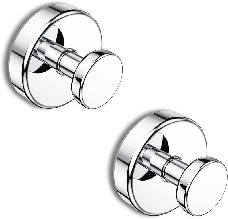 Suction Cup Hooks for Shower, Removable Towel Hooks for Bathroom Window Glass Door Wall, Bath Robe Looafh Hook for Hanging - 2 Pack, Chrome - Chrome 2 Pack