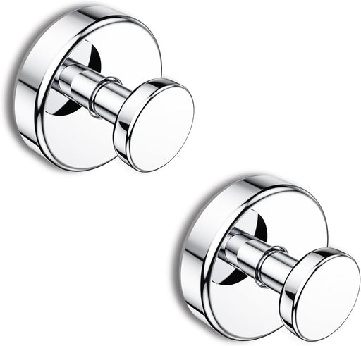 Suction Cup Hooks for Shower, Removable Towel Hooks for Bathroom Window Glass Door Wall, Bath Robe Looafh Hook for Hanging - 2 Pack, Chrome - Chrome 2 Pack