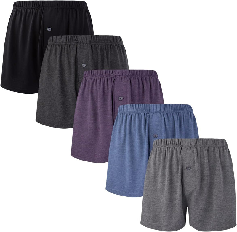 BAMBOO COOL Mens Boxers Short Classic Fit Soft Casual Underwear Loose Comfortable Breathable Boxer Shorts for Men 3 Pack