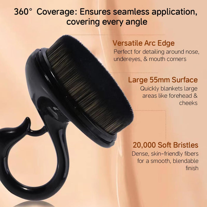 ECVV Professional Foundation Brush for Liquid Makeup, Makeup Brush with Swan-shap Handle and Case, Swan Flat Top Kabuki Foundation Brush(Black)