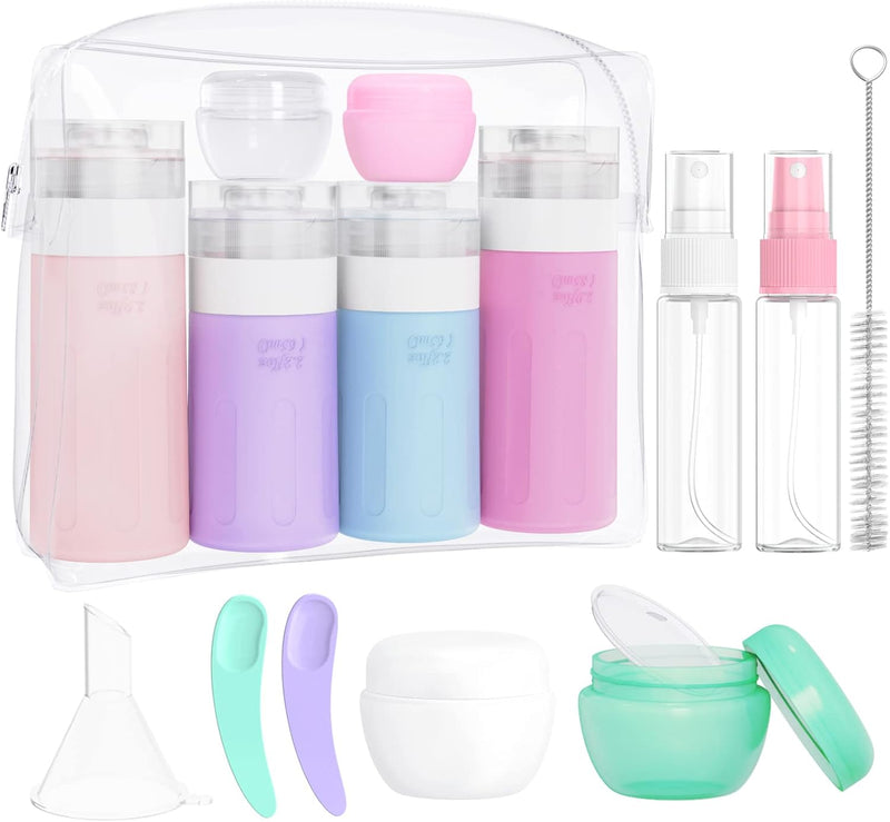 Travel Bottles for Toiletries - 16 Pcs Silicone Travel Size Containers - TSA Approved, Squeezable and Leak Proof Travel Accessories, BPA Free Refillable Bottles for Cosmetic Shampoo Conditioner Lotion