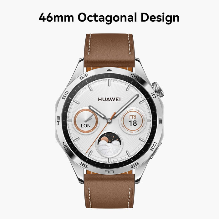 HUAWEI Watch GT4 46mm Smartwatch, Upto 2-Weeks Battery Life, Dual-Band Five-System GNSS Positioning, Pulse Wave Arrhythmia Analysis, 24/7 Health Monitoring, Compatible with Android & iOS, Black