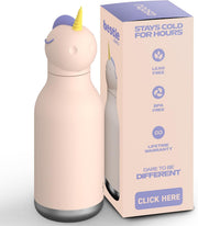 Bestie Giraffe Kids Water Bottle, 16oz/460ml Stainless Steel - Unicorn bottle