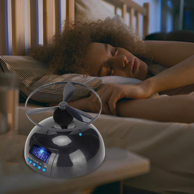 Flying Alarm Clock, Novelty Digital LED Alarm Clock, Digital LED Clock Gadget Run Away for Bedroom, Office, Home, School, Electronic Helicopter, Chopper, Propeller, Heavy Sleepers