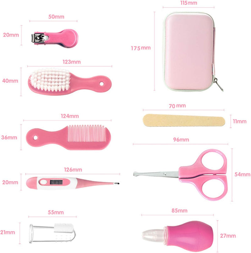 Baby Kit, Baby Care Items, Baby Care Essentials, Baby Supplies Set, 8PCS Baby Care Set Portable Baby Care Kit, Safety Cutter Baby Nail Kit for Newborn, Infant Toddler(Pink)