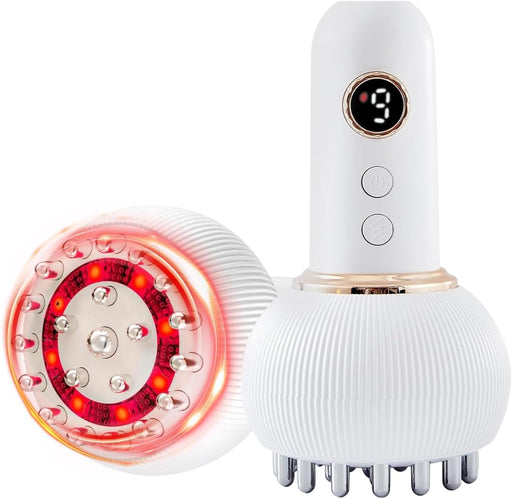 HANNEA Lymphatic Drainage Massager & Anti-Cellulite Tool for Legs, Arms, Belly Sculpting Machine with Microcurrent, Light, Heat, Vibration Reduces Stretch Marks Rechargeable White