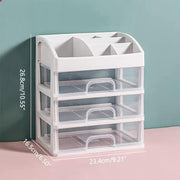 ARCHAEOPTERYX Makeup Organizer with 3 Drawers, Bathroom Vanity Countertop Storage for Cosmetics, Brushes, Lotion, Nail Lipstick and Jewelry For Women And Girls (3 Drawers - White)