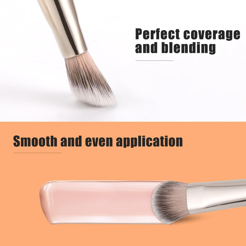 TEOYALL Flat Angled Brushes, Flawless Foundation Brush Under Eye Concealer Brush Bronzer Brush with Liquid Cream Powder