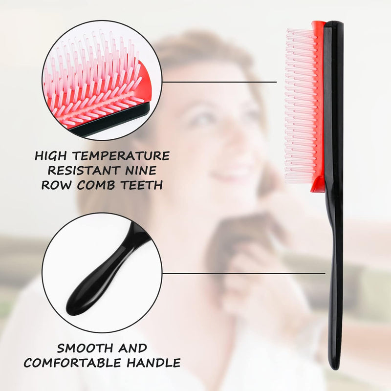 Sagreeny Hair Brush, Styling Brush 9-Row Cushion Hair Brush for Separating, Shaping, Defining Curls, Blow-Drying, Styling, Detangling,Use conditioner on wet hair to create smooth curly hair.
