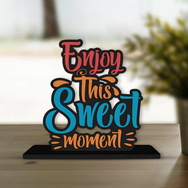 Artvibes Wooden Idols and Figurine Good Food is Good Mood Restaurant Cafe Quotes Table Decoration for Office Desk | Home Decor | Living Room | Modern Art Wood Showpiece Gift Item (SP_1128N)