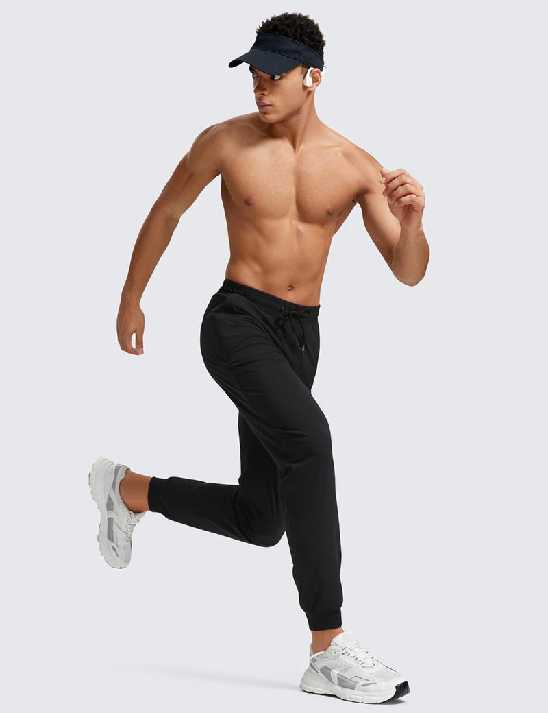 CRZ YOGA Athletic Joggers for Men 29 inch Lightweight Water Resistant Outdoor Workout Pants with Zip Pockets