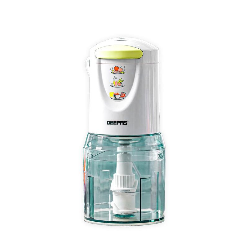 Geepas Mini Food Processor, 500W, 500ml, 4 Blades, 2 Levels, Stainless Steel for Blending and Chopping Salads, Sauces, Curries, Pesto, 2 Years Warranty, Model GC5477, Clear