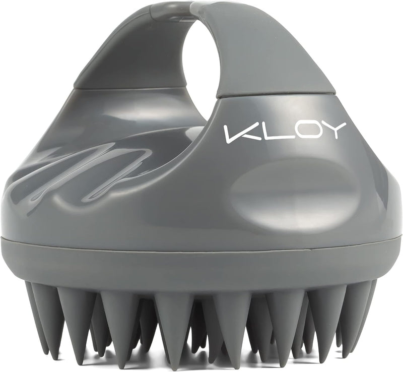 Kloy Hair Scalp Massager Shampoo Brush With Soft Silicone Bristles- Black - Grey