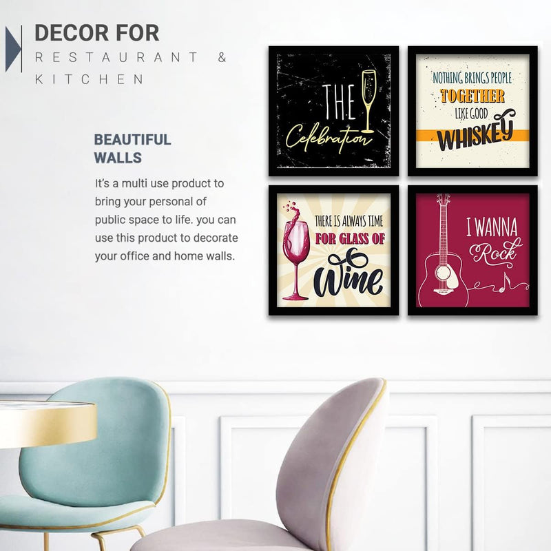 kotart Engineered Wood Photo Frames For Kitchen And Restaurant Wall Decoration - Food Quotes Decor Poster With Frame (11 Inch X 11 Inch, Multi) Design-2, Square)