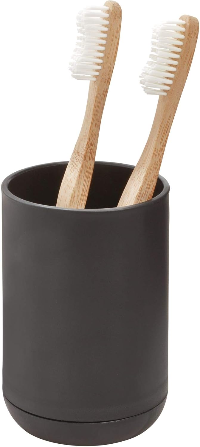 iDesign Toothbrush Holder for Normal Toothbrushes, Spin Brushes, and Toothpaste, The Cade Collection - 3" x 3" x 4. 5", Matte Black - 7.6 cm x 7.6 cm x 11.4 cm Toothbrush Holder